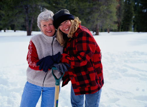 Two women outdoor in the snow