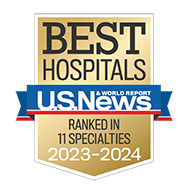 Best Hospitals - U.S. News & World Report - Ranked in 11 Specialties 2023-2024 Badge