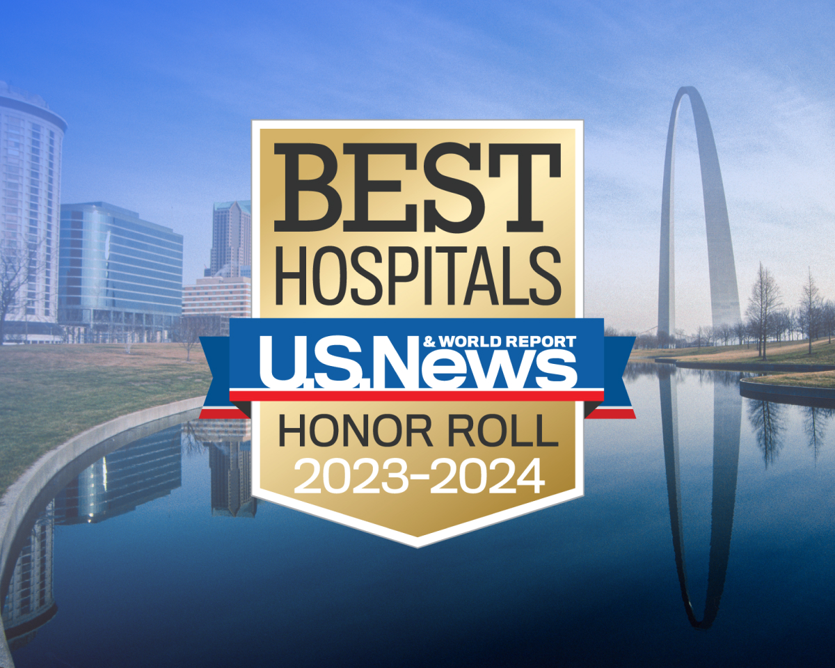 US News Best Hospitals 2023-2024 Badge overlaying St. Louis