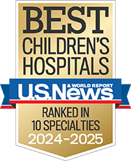 Best Children's Hospitals - U.S. News & World Report - Ranked in 10 Specialties 2024-2025 badge