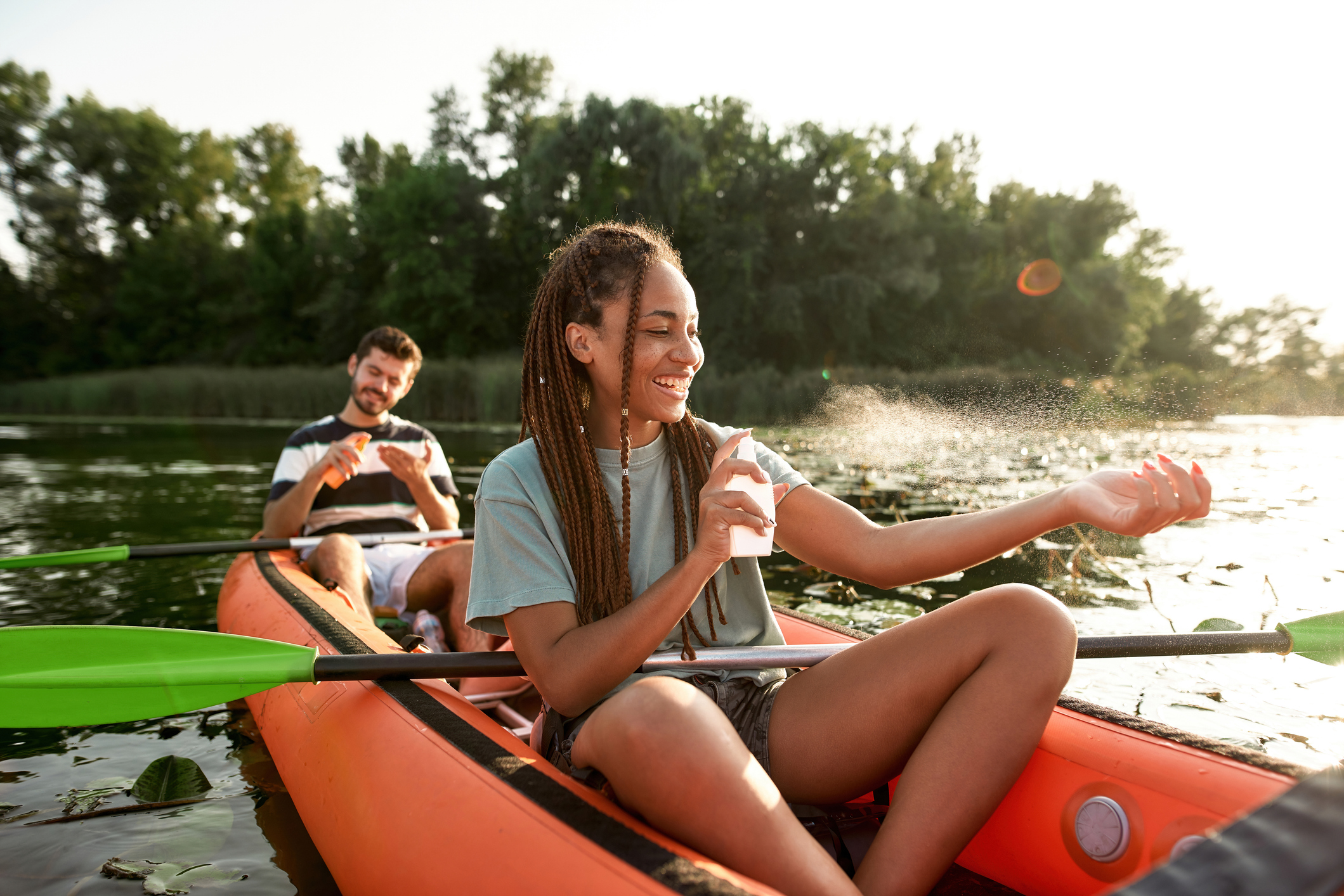 Two people kayaking