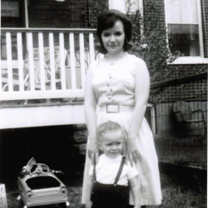 A photo of Judy and Tim from Tim's childhood